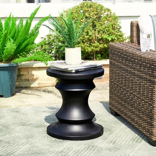 Glitzhome® 18" Black Chess Garden Stool